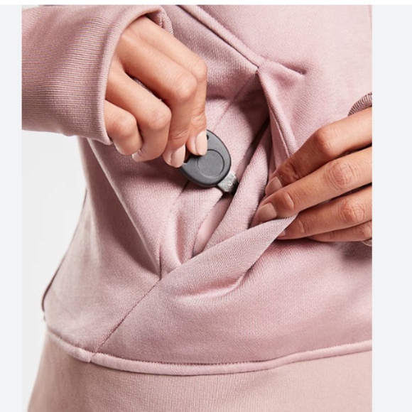 ATHLETA WOMENS TRIUMPH LUXE SHINE ZIP UP HOODIE MAUVE PINK SIZE LARGE FUR LINED - Picture 2 of 9